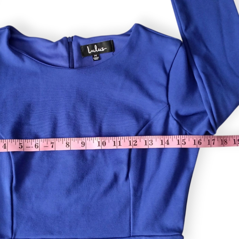 LULUS FOREVER CHIC ROYAL BLUE LONG SLEEVE DRESS. SIZE M - Picture 6 of 16